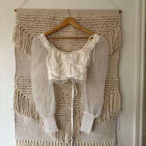 For Love & Lemons Gabrielle Smocked Crop Top